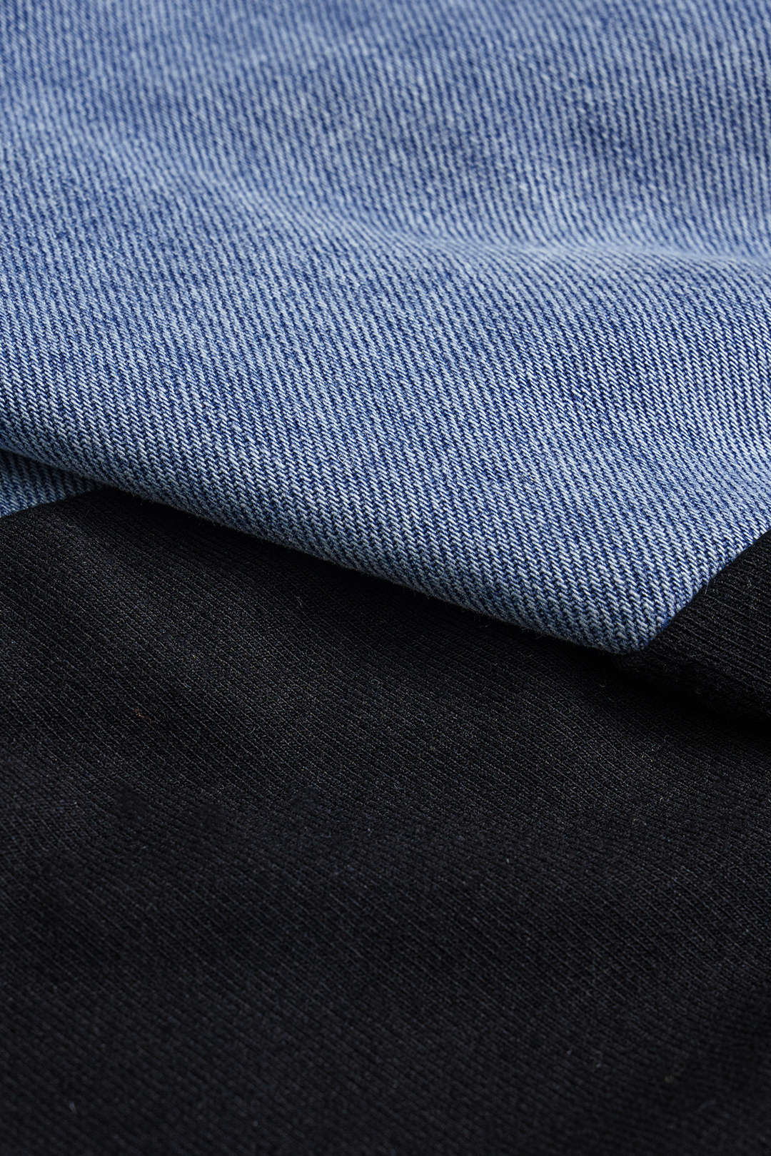 Denim patchwork rok met ruches