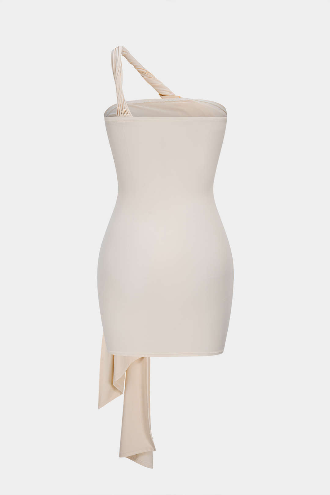 Asymmetrische mouwloze minijurk met één schouder