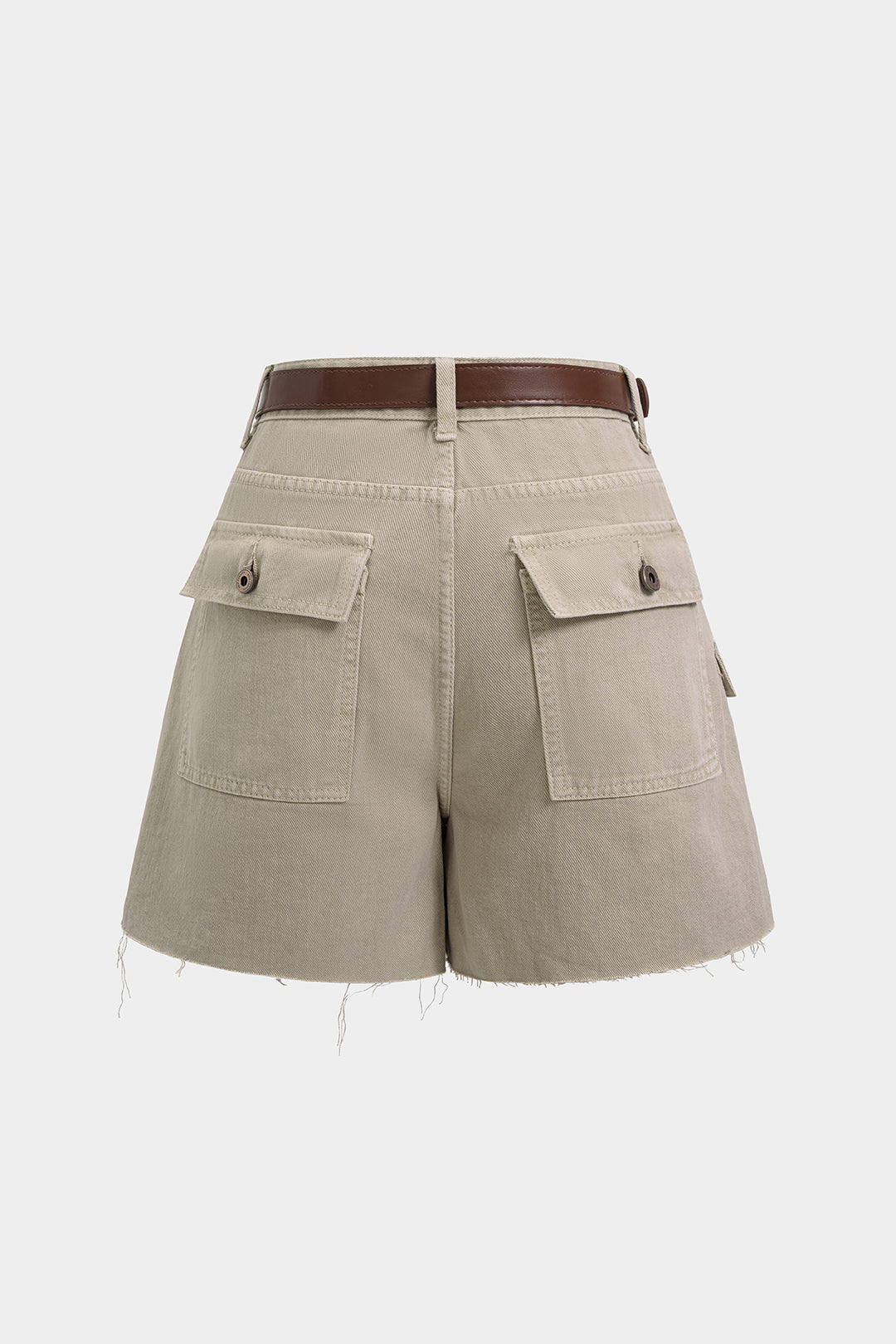 Denim short met zakken, hoge taille en wijde pijpen