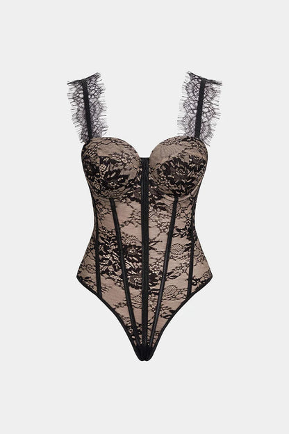 Kanten korset slip mouwloze bodysuit