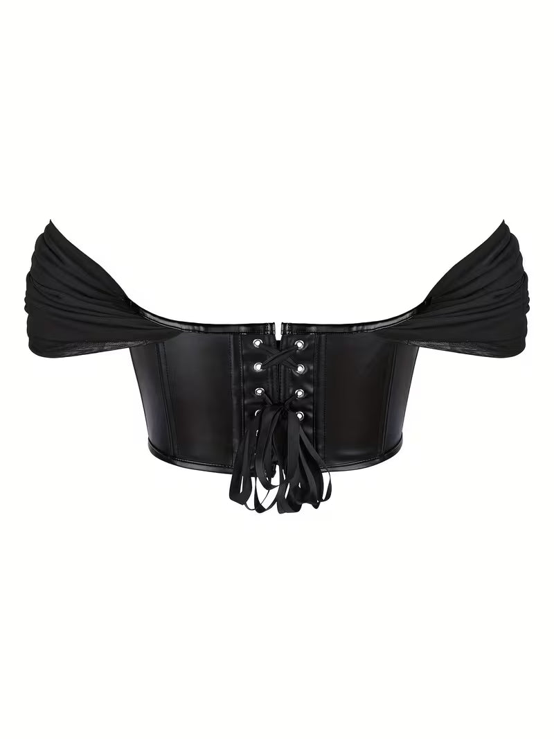Strapless PU-Corsettop met Open Rug