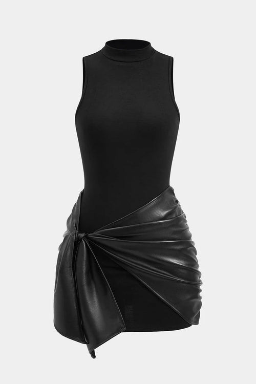 Mouwloze mini-jurk met strik