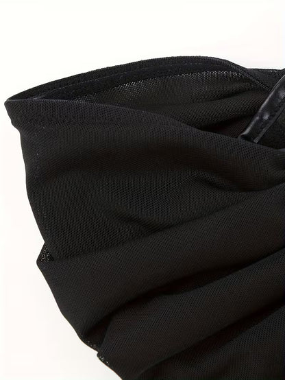 Strapless PU-Corsettop met Open Rug