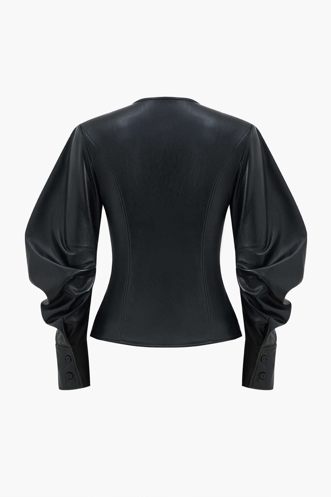 Julia - Leren-look metallic jasje met knoopjes