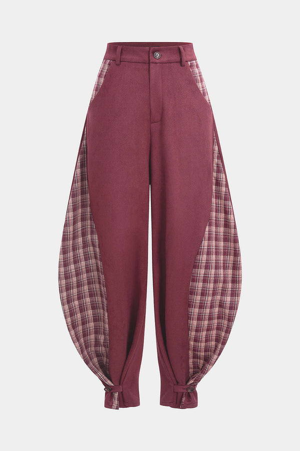 Geruite suède broek