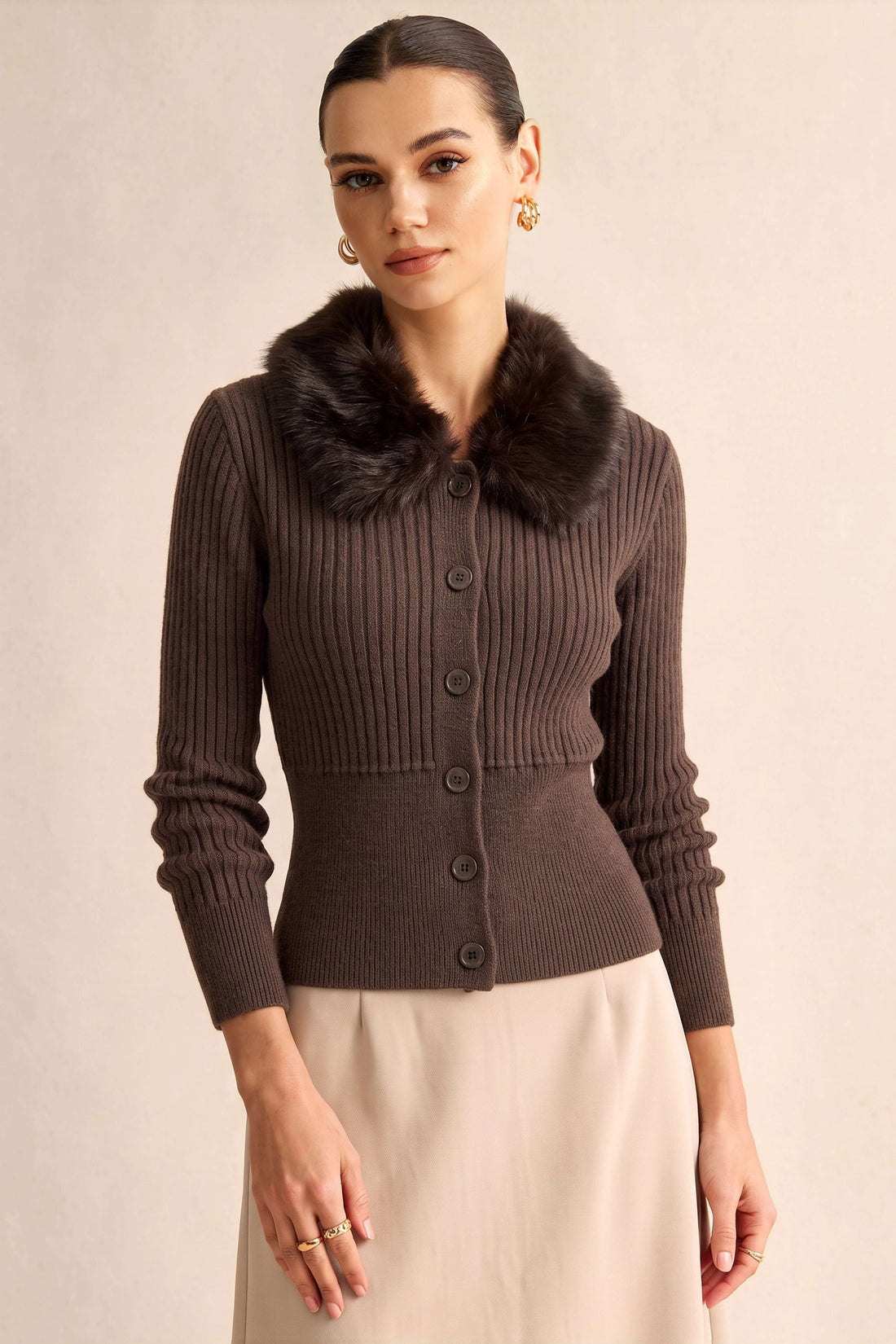 Esther - Gebreid patchwork vest met knoopjes