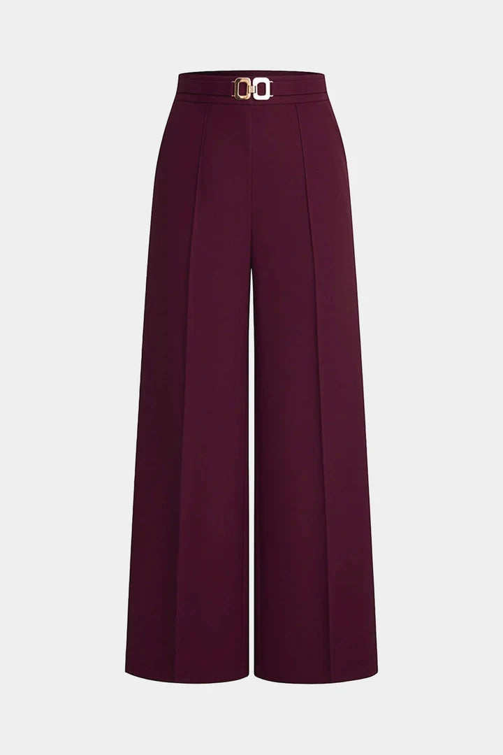Effen broek met riem en wijde pijpen