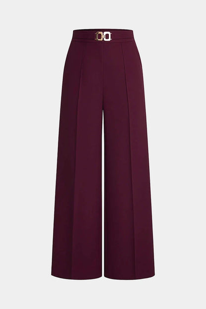 Effen broek met riem en wijde pijpen