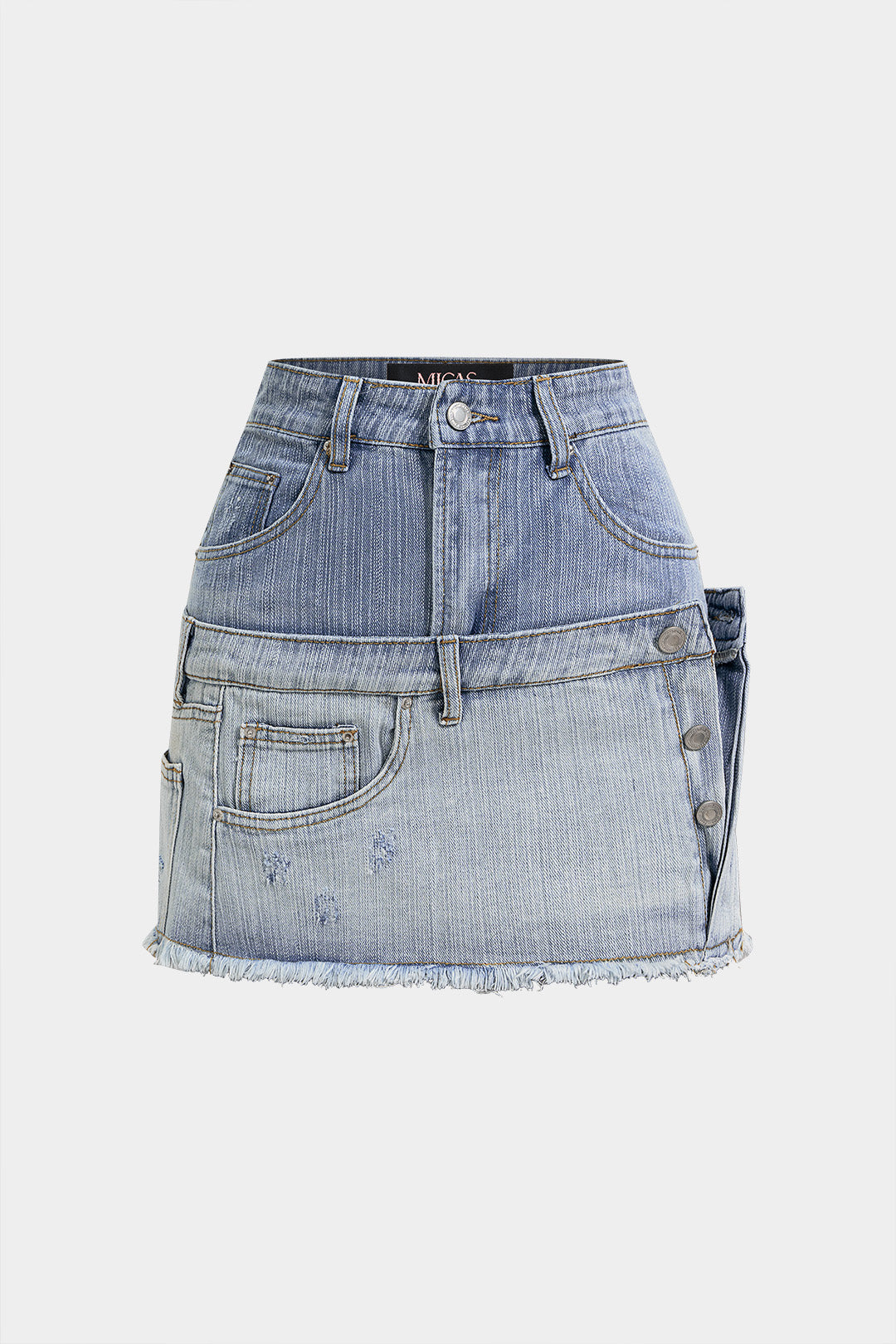 Denim asymmetrische rok met hoge taille en A-lijn