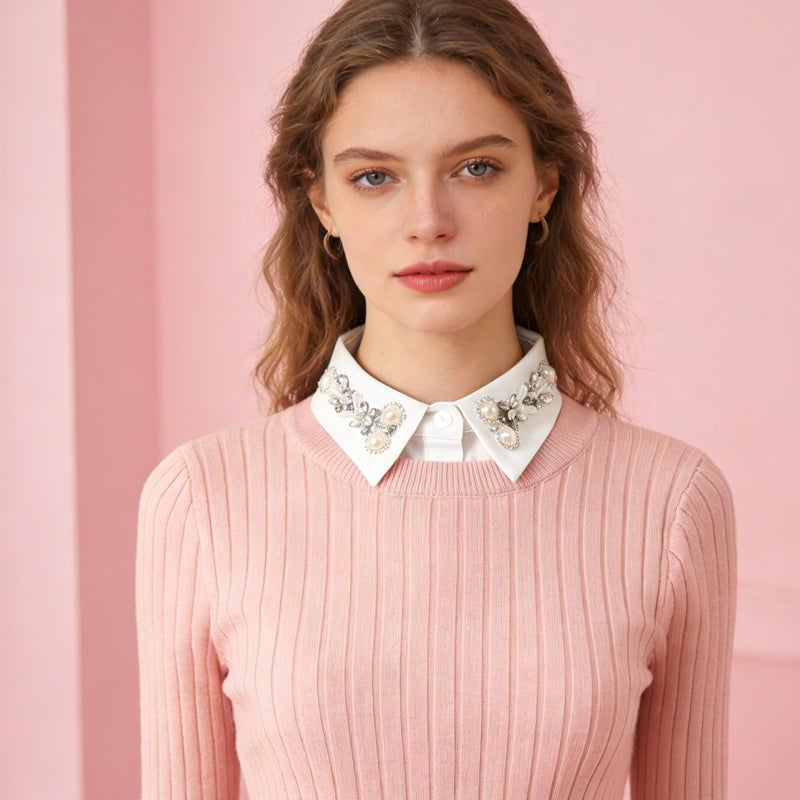 Diamant- en parel afneembare kraag