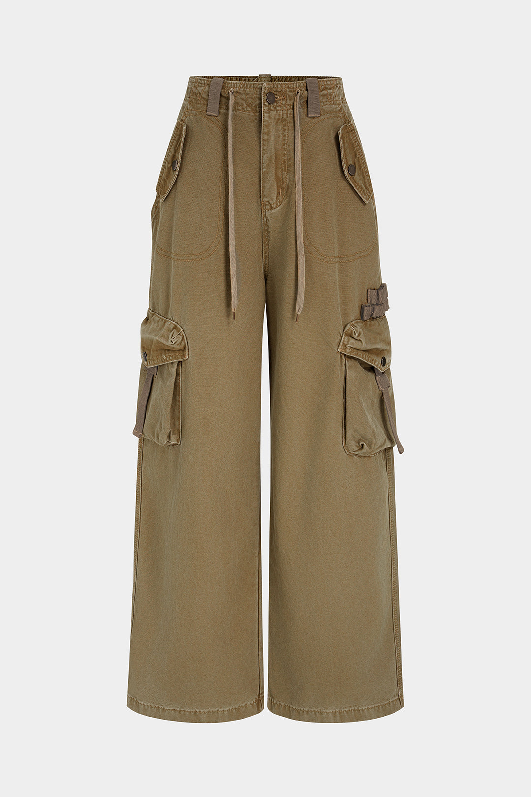 Jeans met trekkoord, zakken en wijde pijpen