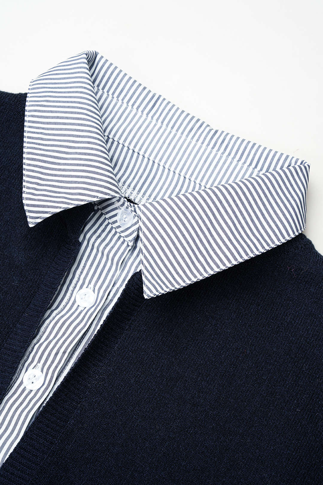 Gebreide patchwork top met revers en lange mouwen