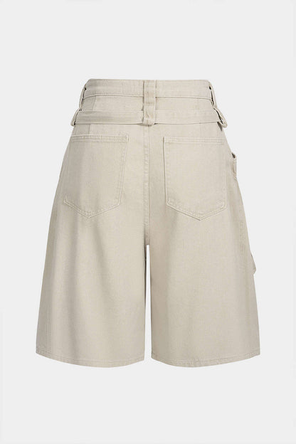 Denim shorts met riem en zakken