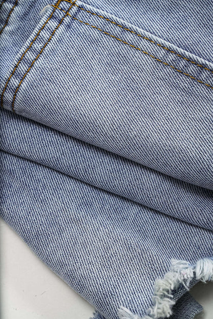 Denim shorts met hoge taille en kralen