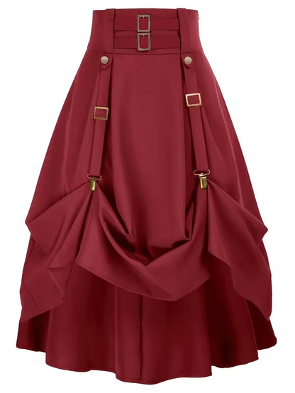Midi-Rok met Gerimpelde Taille