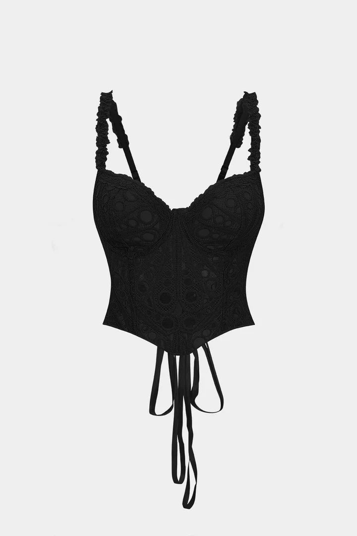 Bustiercorset met kanten afwerking en strik op de rug.