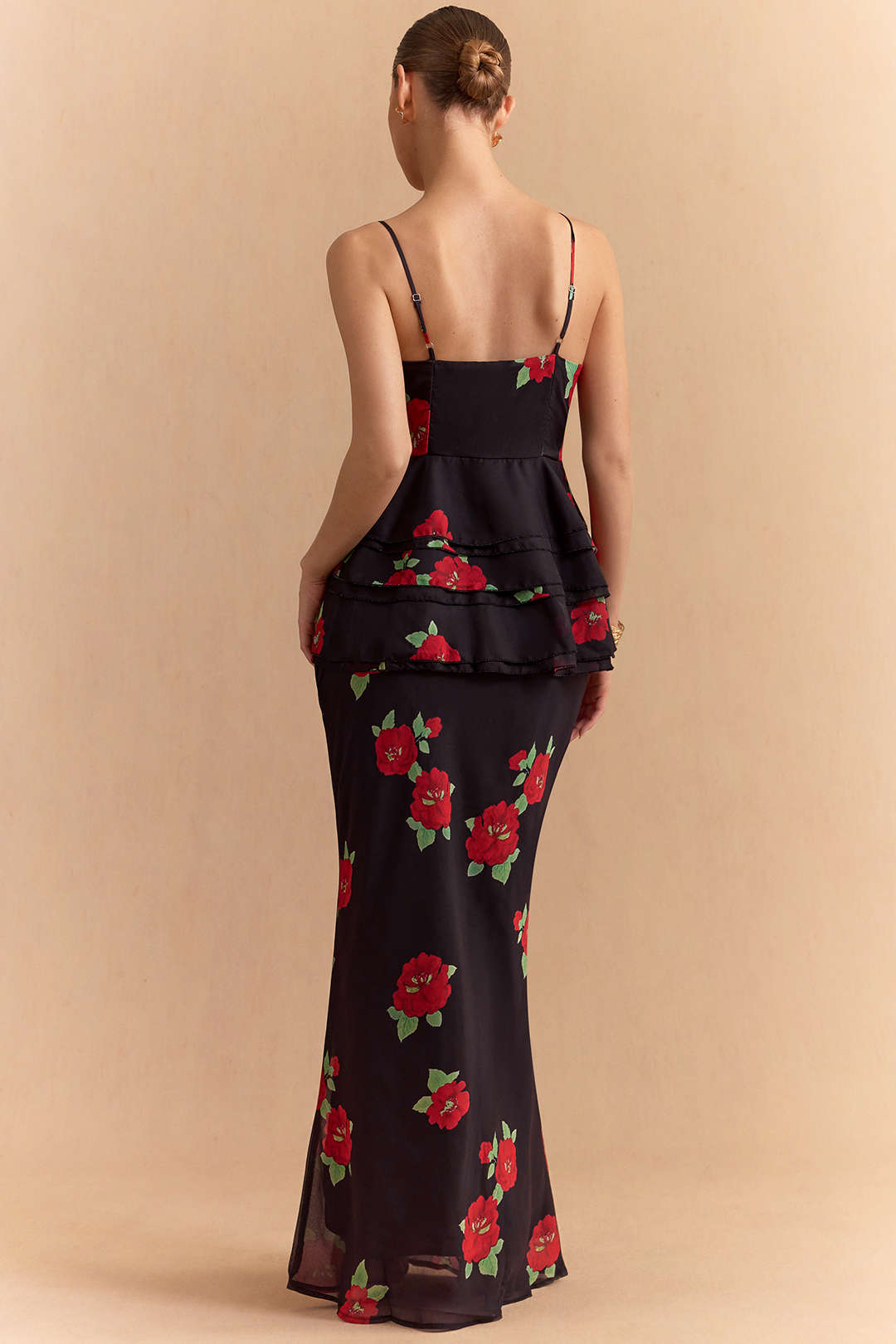 Bloemenprint chiffon top met ruches en rits