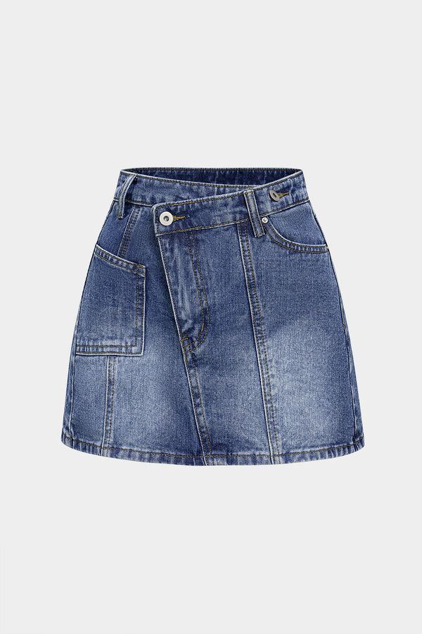 Denim asymmetrische rok met hoge taille
