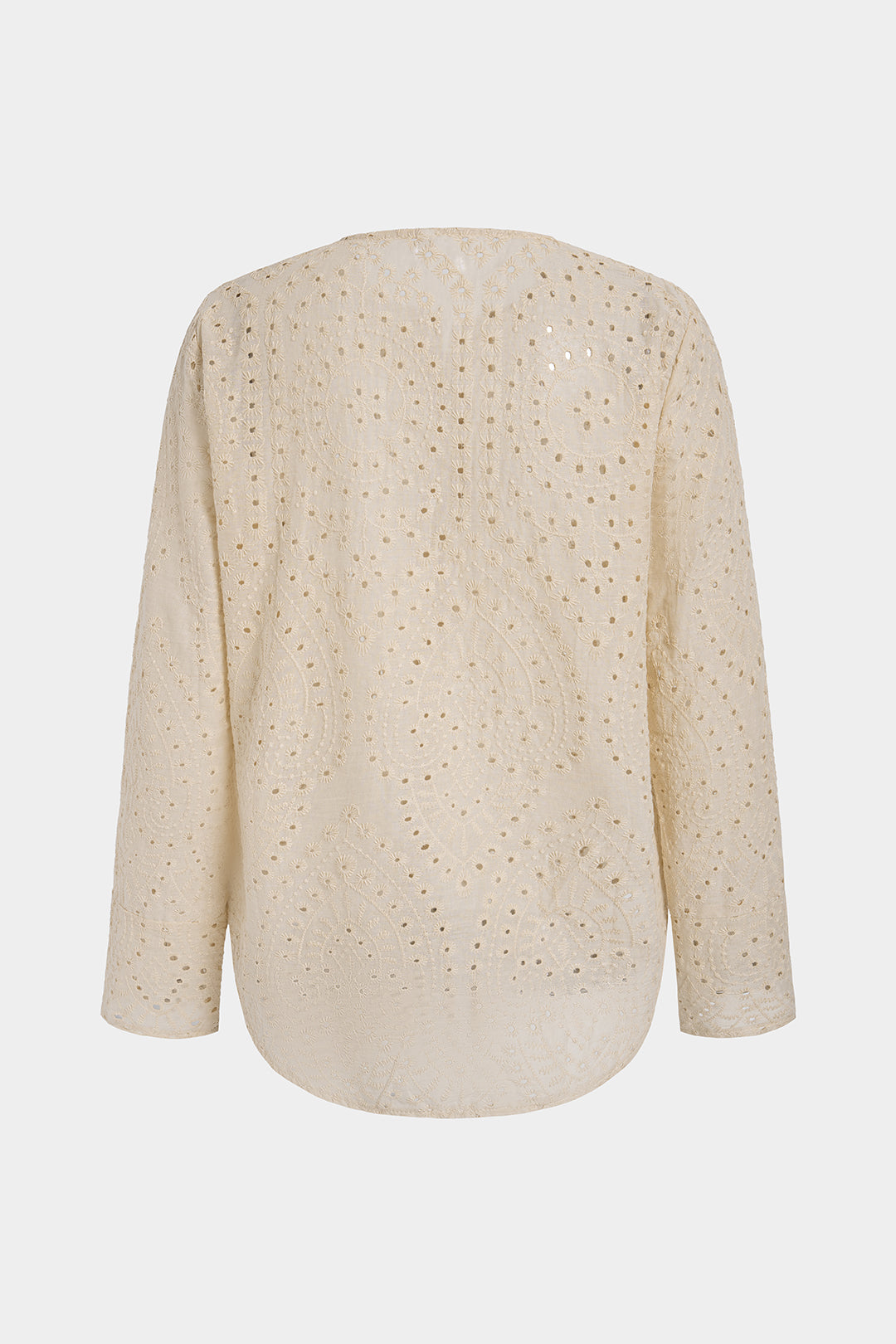 Blouse met borduursel, opengewerkt detail en lange mouwen