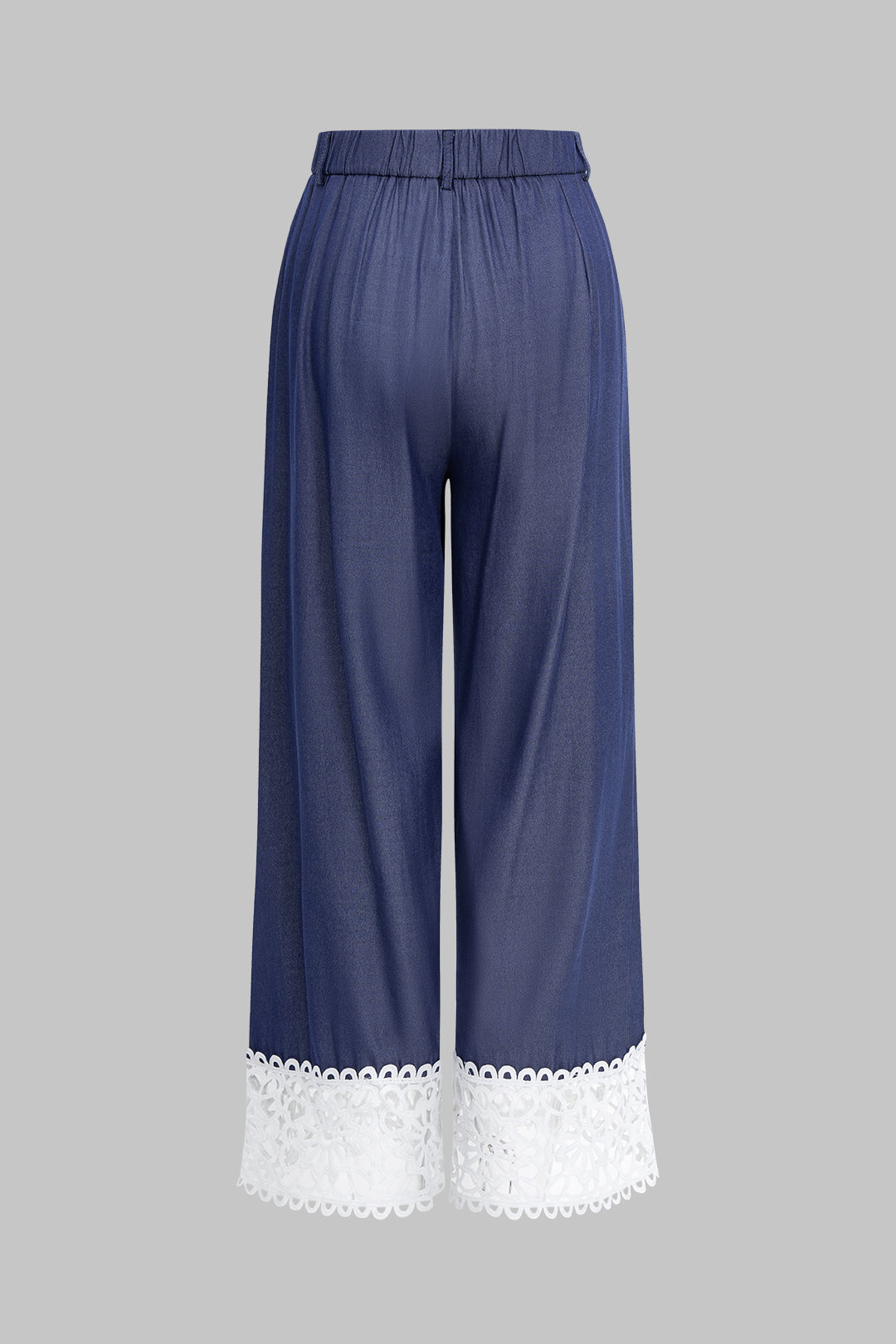 Patchwork pantalon met uitsnijding en wijde pijpen