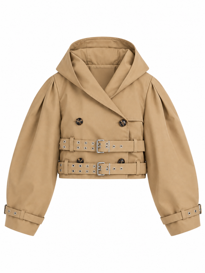 Vintage Oversized Trench jas met Capuchon