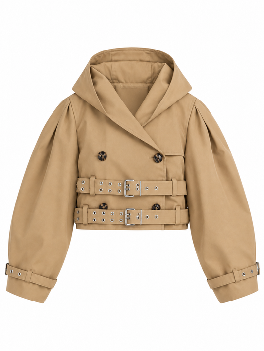 Vintage Oversized Trench jas met Capuchon