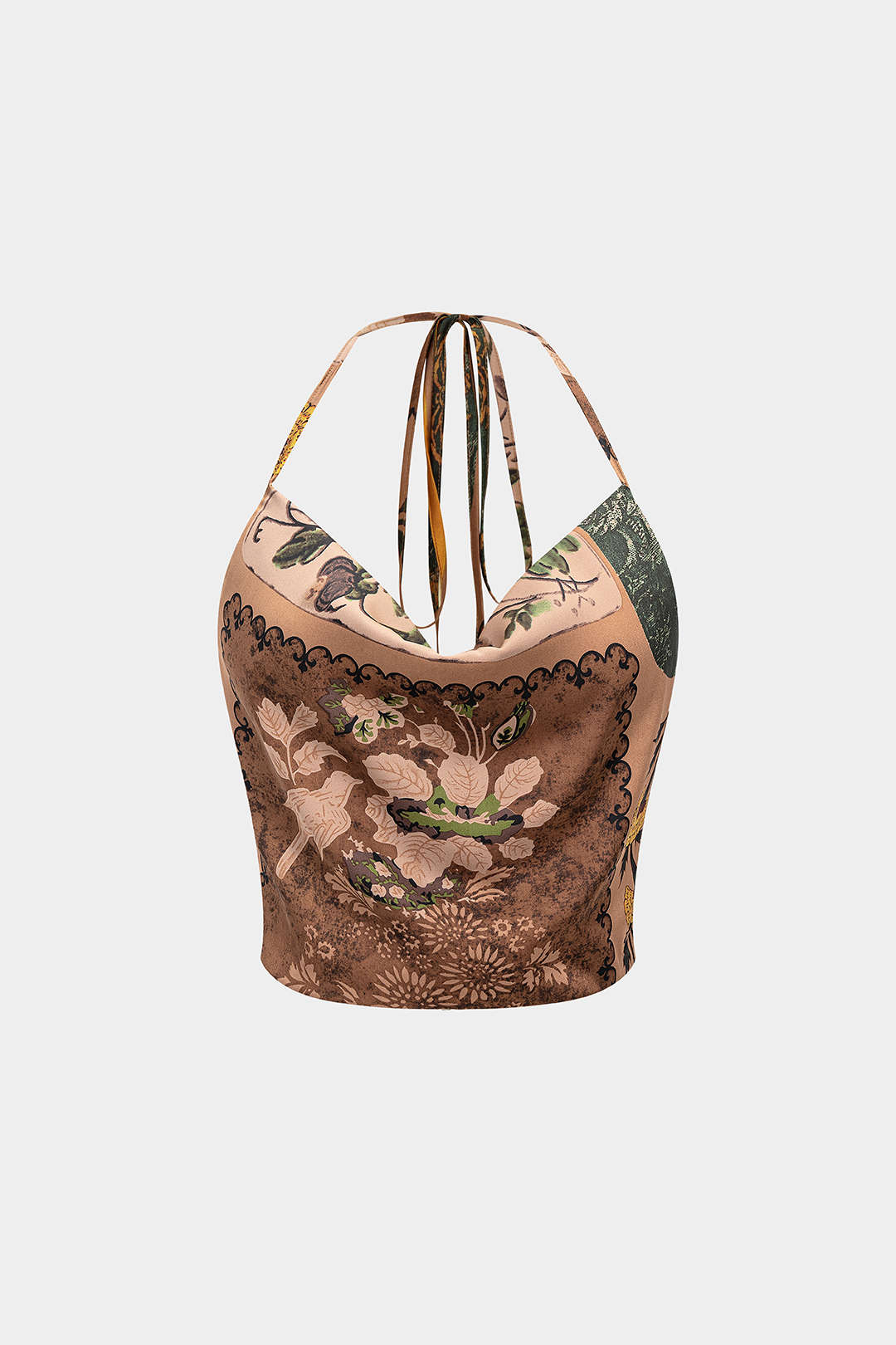 Bloemenprint top met halternek en open rug