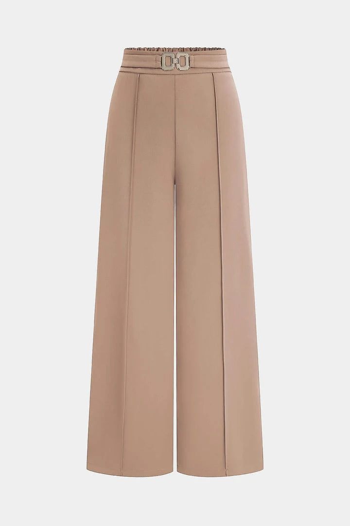 Effen broek met riem en wijde pijpen