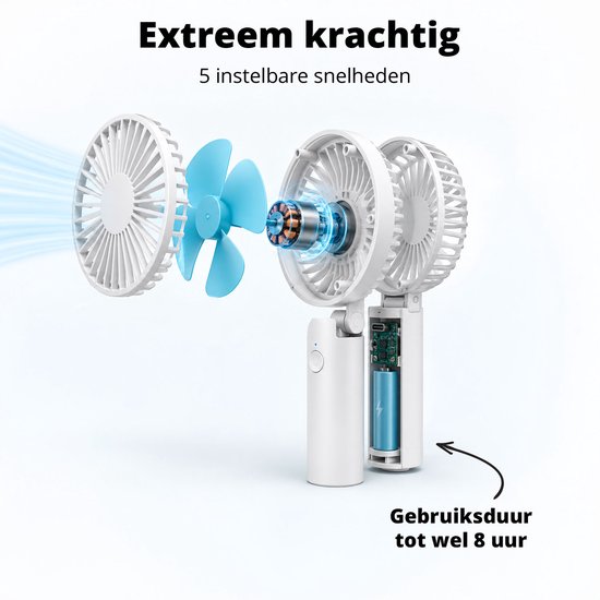 Draagbare Handventilator - Oplaadbaar