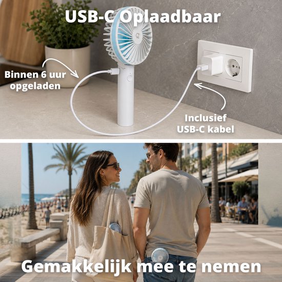Draagbare Handventilator - Oplaadbaar