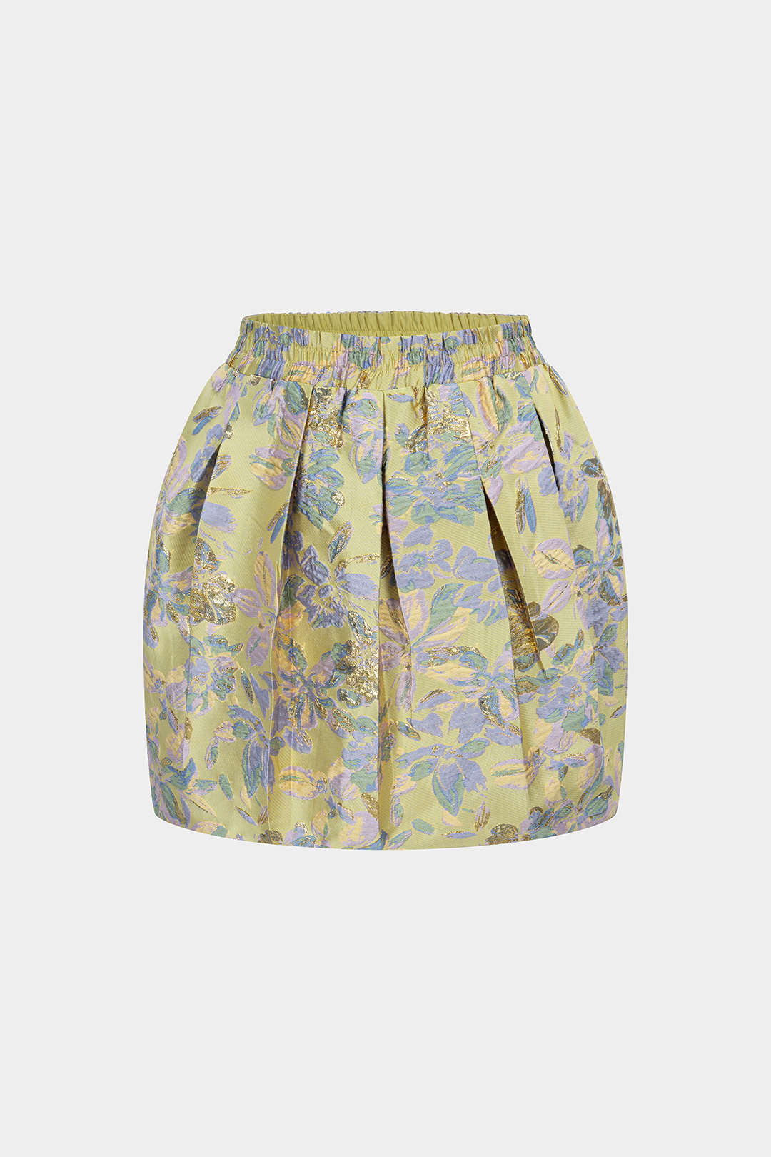 Bloemenprint jacquard rok met smokwerk
