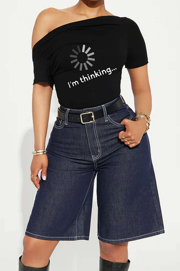 Dila - T-shirt met één schouder en korte mouwen