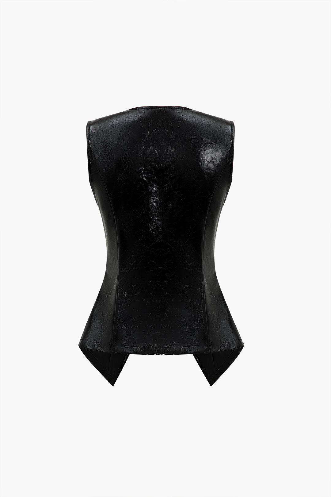 Effen leren-look gilet met knoopjes