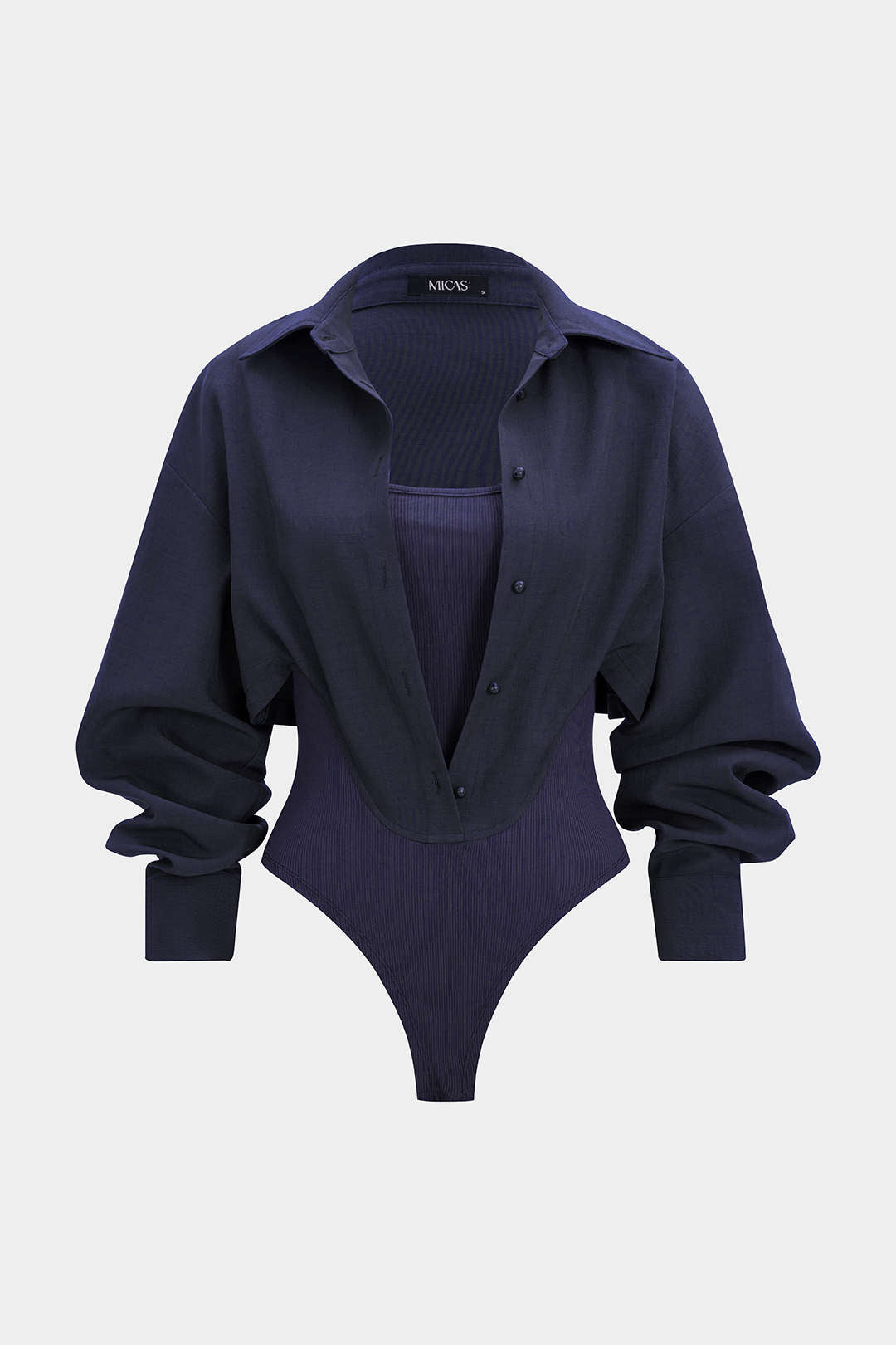 Mae - Patchwork body met knoopjes en lange mouwen