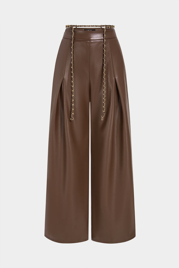 Leren-look broek met riem