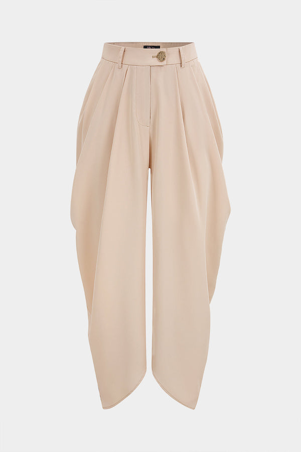Broek met hoge taille en ruches