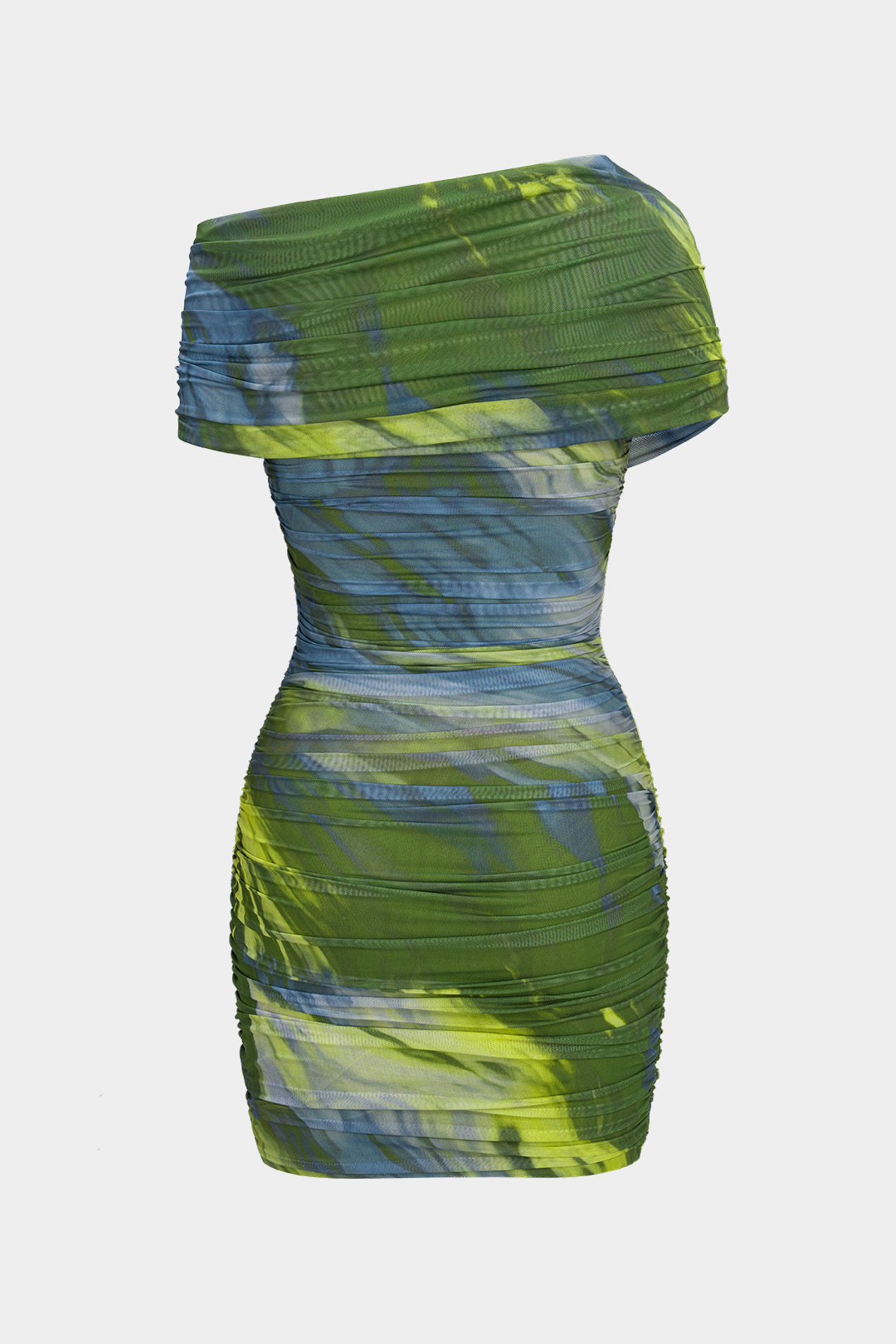 Mesh minijurk met ruches en korte mouwen
