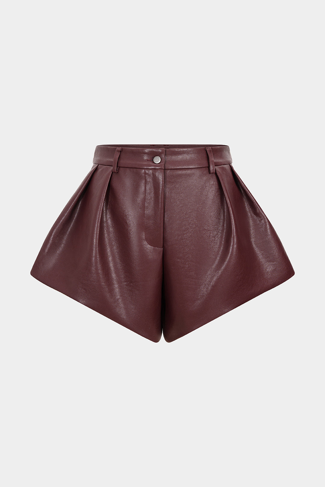 Leren-look geplooide short