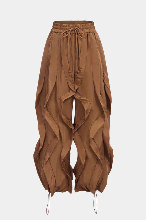 Broek met trekkoord en ruches, wijde pijpen