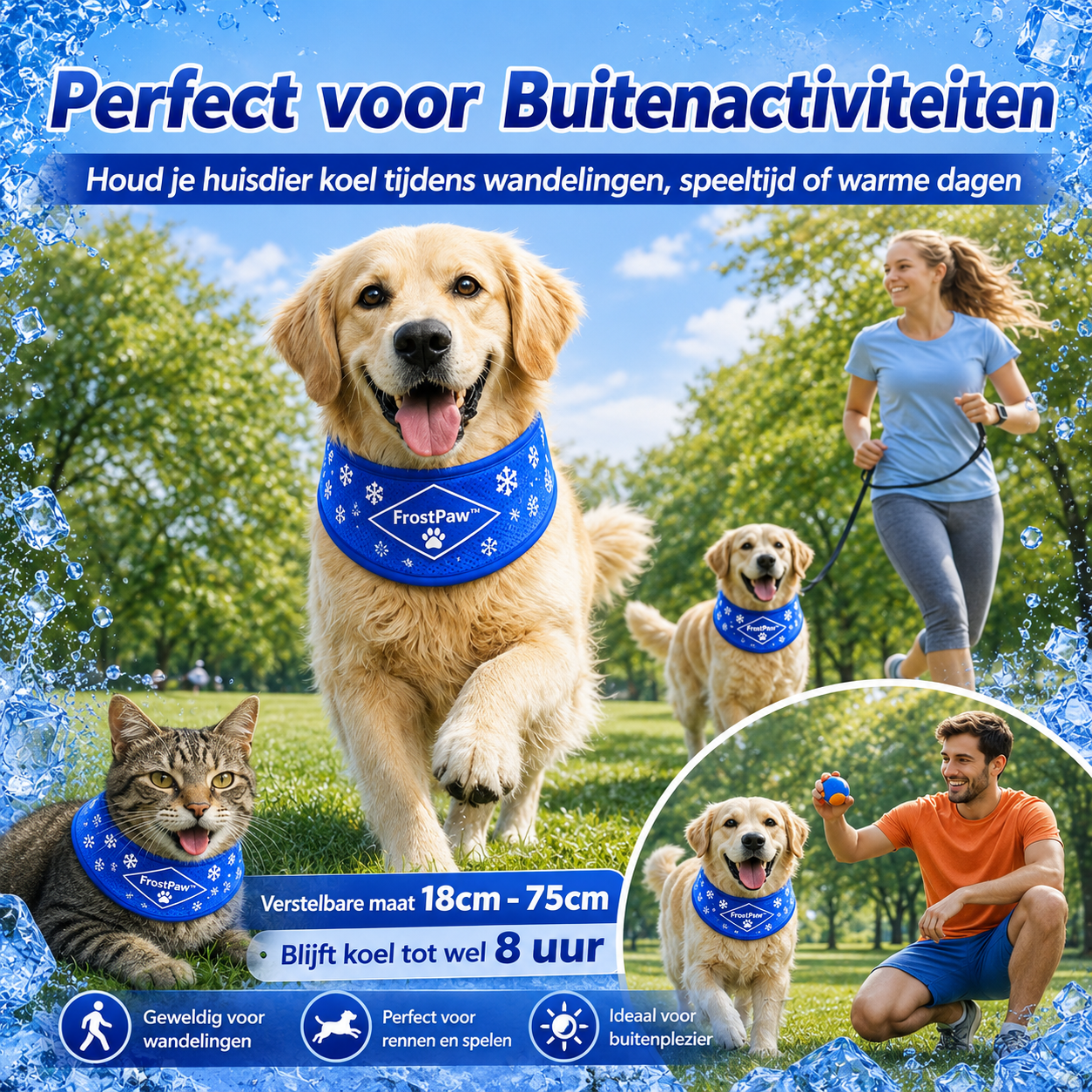 FrostPaw™ Verkoelende Halsband & Koelsjaal voor Honden en Katten