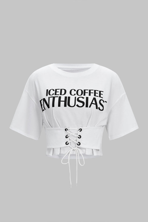 Becca - T-shirt met ronde hals, strik en korte mouwen