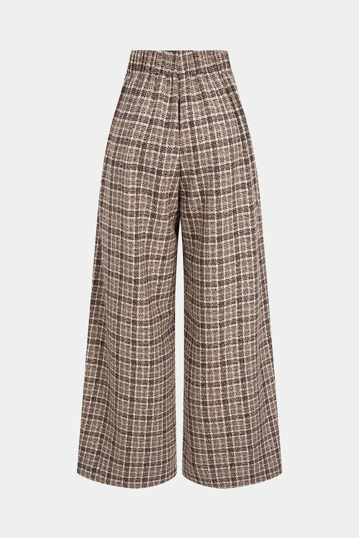 Geruite, dubbelzijdige broek met hoge taille