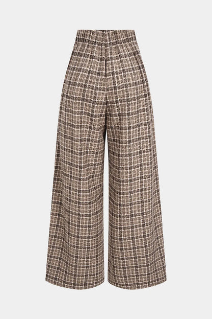 Geruite, dubbelzijdige broek met hoge taille