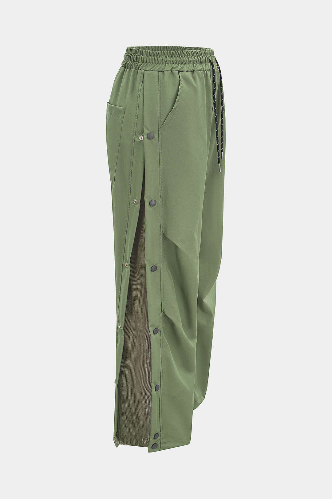 Broek met trekkoord, ruches en knoopjes