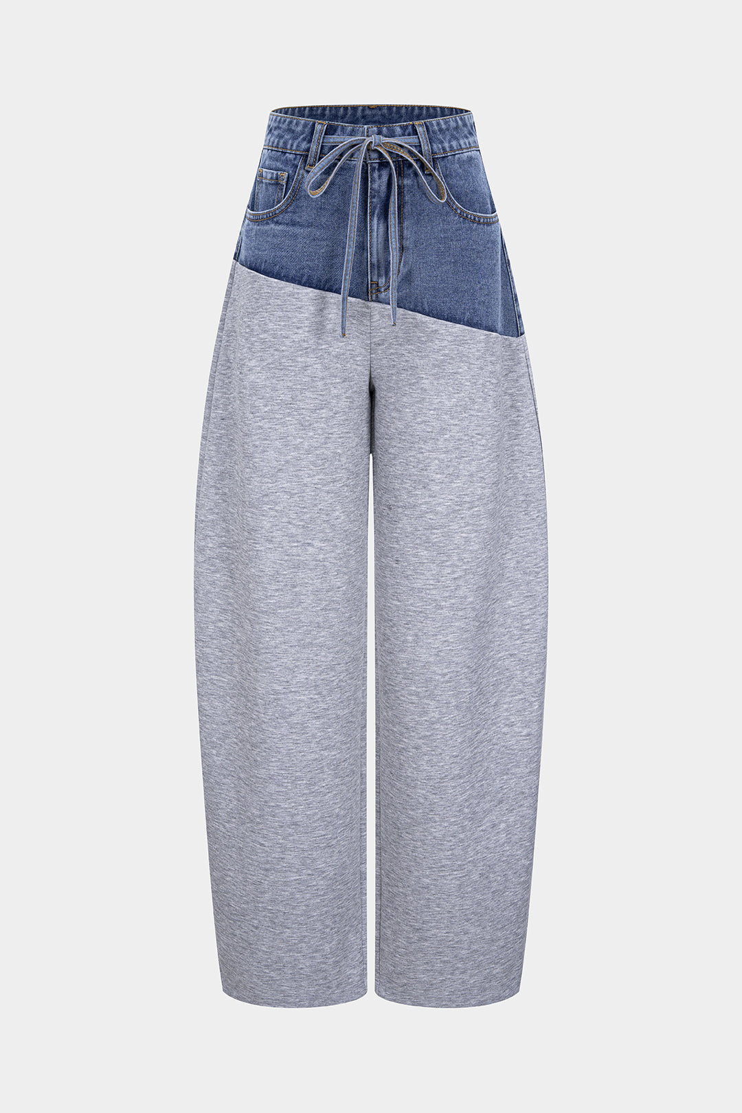 Patchwork jeans met trekkoord