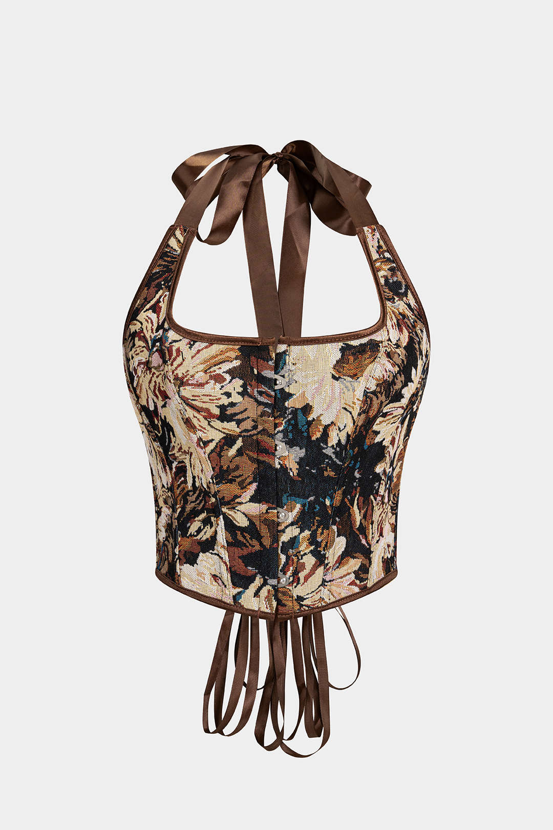 Jacquard top met halternek en open rug