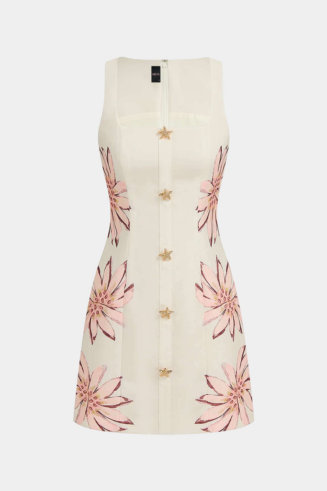 Bloemenprint metallic minijurk met vierkante hals