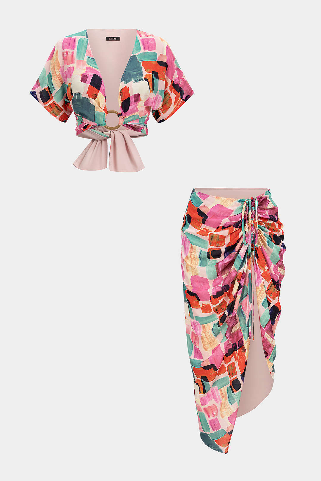 Nova - Abstracte print set met top en rok