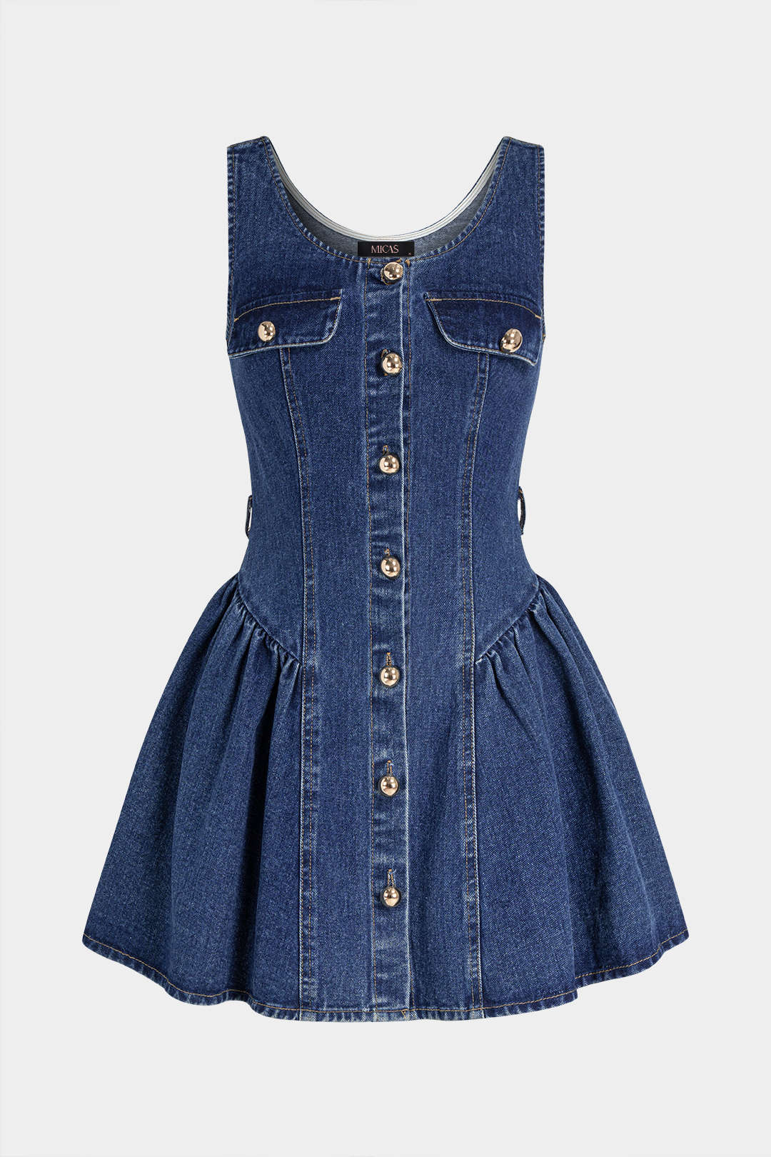 Denim metallic minijurk