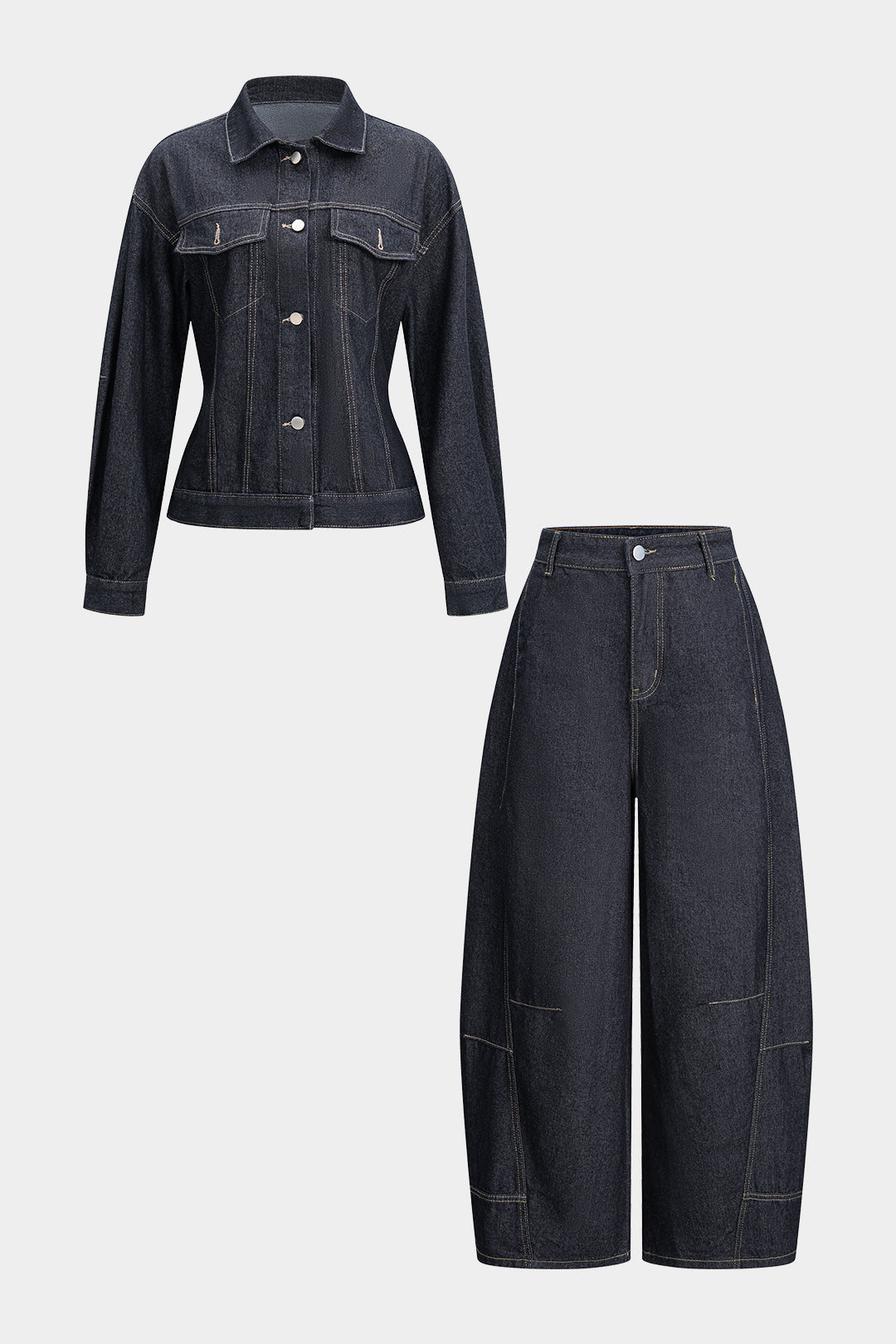 Denim jasje met revers en zakken